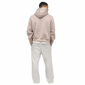 Sudadera con Capucha Beige Personalizada para Hombre, Corte Holgado, Color Sólido, Forro Polar, Estilo Casual Otoñal, Diseño con Bolsillos, 100% Algodón - Product Image 2