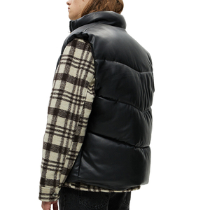 Gilet matelassé bordeaux pour homme à col montant, fermeture éclair, coupe-vent, décontracté, pour l'hiver - Product Image 3
