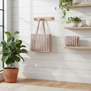 Sac fourre-tout en coton matelassé à motif lettres jaunes, fermeture ouverte, grande capacité, poignée longue, utilisation quotidienne, réutilisable - Product Image 2