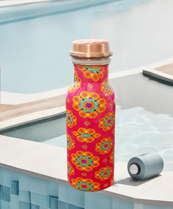 Floral Pattern Metal <b>Thermos</b> <b>Bottle</b> Portable Travel Water <b>Bottle</b> With Copper Lid - Product Image 6