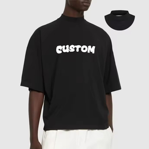 เสื้อยืดแขนสั้นผู้ชายขายส่ง แบบคอริบ คอกลม ทรงโอเวอร์ไซส์ แบรนด์ดัง ผ้าหนา แฟชั่น เสื้อยืดเปล่า สตรีทแวร์ สำหรับผู้ชาย - Product Image 1