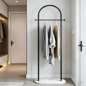 Porte-vêtements autoportant en métal doré robuste avec base en marbre, support polyvalent pour vêtements et rangement de chapeaux pour chambre à coucher - Product Image 5