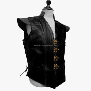 Chaleco de cuero negro con cordones de 2 lados hecho a mano transpirable con hebilla al por mayor de alta calidad servicio OEM - Product Image 2