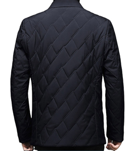 Blouson Bomber Homme Couleur Unie Col Montant Fermeture Éclair Hiver Formel Coupe Droite Toile Écologique Séchage Rapide - Product Image 2