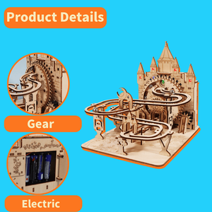 Puzzle 3D in Legno Elettrico Fatto a Mano, Kit Modello Pista per Biglie, Rompicapo Fai-da-Te, Regalo di Natale Senza Batteria - Product Image 3