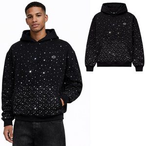 Sudaderas de Lujo con Pedrería al por Mayor para Hombre, de Algodón Grueso y Felpa, Estilo Urbano Oversize, 400 GSM, Logotipo Personalizado OEM - Product Image 1