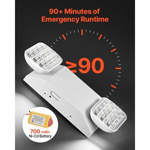 Set di 4 Lampade LED Commerciali per Uscite di Emergenza, IP65, Materiale PC, AC 120/277V, 5W, con Batteria di Backup per Attività Commerciali - Product Image 3