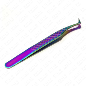 Pinzas para Extensión de Pestañas de Volumen Ruso Rainbow Diamond Grip con Puntas Dentadas de Precisión en Acero Inoxidable - Product Image 3