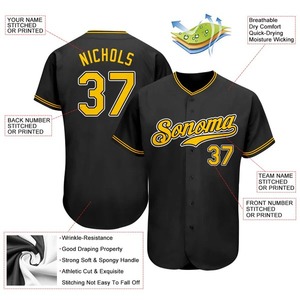 Camiseta de Softbol Personalizada para Mujer en Negro, Dorado y Blanco, Transpirable, que Absorbe la Humedad, Ropa Deportiva de Equipo, Uniformes Deportivos al por Mayor - Product Image 2