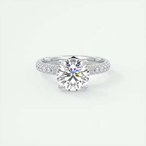 Bague de fiançailles solitaire triple pavé faite à la main avec diamant rond de 2,80 carats cultivé en laboratoire en or blanc 14 carats - Product Image 3