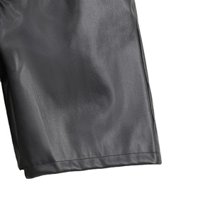 Short en similicuir décontracté taille moyenne avec fermeture à cordon de serrage Service OEM en toile tricotée rayée respirante disponible - Product Image 5