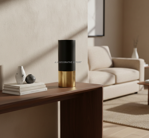 Vase décoratif cylindrique haut élégant en métal noir mat doré, moderne et écologique, pour l'intérieur de maisons de luxe - Product Image 6