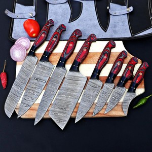Juego de Cuchillos de Chef Nordic Forge de 8 Piezas, Acero de Damasco, Mangos de Madera, Diseño Ambidiestro, Hojas Hechas a Mano de 67 Capas, OEM Profesional - Product Image 5