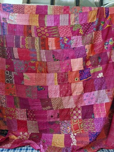 Vintage Kantha <b>Quilt</b> Handmade Patchwork 100% Cotton Throw Reversible & Washable Eco-Friendly Bohemian <b>Bedspread</b> All-Season Use - Product Image 2