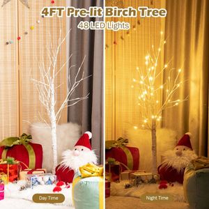 Albero di Betulla Bianco Pre-Illuminato con Luci LED per Natale, Alberi Artificiali Natalizi - Product Image 6
