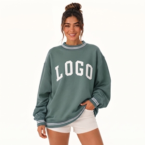Custom Embroidered Streetwear Soft Cotton Mockneck <b>Crewneck</b> Pullover <b>Sweater</b> Jumper Fleece Oversized Women Mock Neck Sweatshirt - Product Image 1