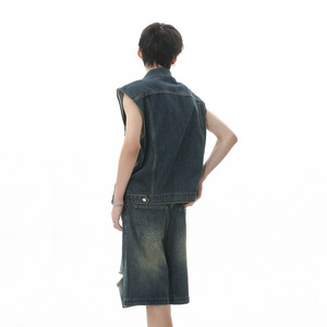 Chaleco vaquero lavado para hombre, con múltiples bolsillos, sin mangas, estilo vintage, para actividades al aire libre, chalecos vaqueros para hombre - Product Image 6
