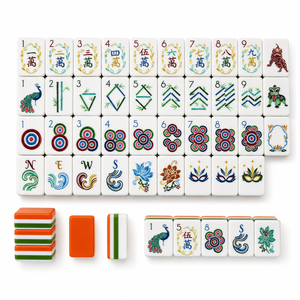 Ensemble <span class=keywords><strong>de</strong></span> tuiles <span class=keywords><strong>de</strong></span> mahjong américaines <span class=keywords><strong>de</strong></span> luxe personnalisées, 166 pièces, tuiles <span class=keywords><strong>de</strong></span> mahjong en acrylique superposées orange et vert, pour soirée <span class=keywords><strong>de</strong></span> jeu, cadeau - Product Image 1