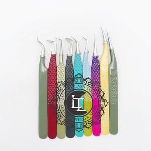 Pince à cils volume professionnelle de haute qualité Logo personnalisé Revêtement en poudre multiple Pointe argentée à pointe différente Couleurs variées - Product Image 5