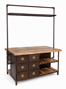 Buffet de cuisine industriel style ferme avec tiroirs et étagères ouvertes, organisateur rustique pour station café - Product Image 4
