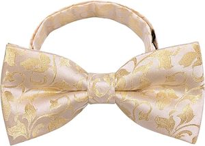Nœud Papillon Prénoué Élégant Ivoire Doré Brodé Respirant et Durable pour Mariage et Tenues Formelles Homme - Product Image 4
