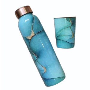 Bouteille d'eau en cuivre émaillée imprimée, motif floral de designer, excellente pour la consommation à domicile - Product Image 4