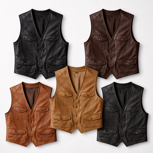 Wholesale <b>Winter</b> Breathable Vintage Leather <b>Vests</b> for <b>Men</b>-Custom Options Available From Factory Direct Supplier - Product Image 5