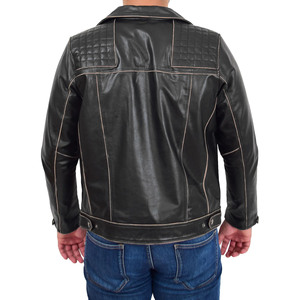 WINGS TRADERS Veste de motard en cuir d'agneau véritable, noire, haute qualité, nouveau design tendance, doublure en polyester, fourrure de renard - Product Image 6