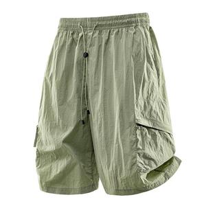 Shorts cargo pour homme, couleur violet clair, séchage rapide, taille à cordon de serrage, shorts décontractés de style bermuda avec poches - Product Image 4