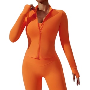 Women's High-Elastic Slim Sports Fitness <b>Jacket</b> Double-Sided Sanding Breathable Lightweight Plus Size <b>Yoga</b> Wear Quick Dry - Product Image 6