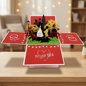 Caja de Regalo con Tema de Amor, Caja de Boda con Ángel, Tarjeta Pop-up 3D, Manualidad en Papel Troquelado, Regalo para el Día de San Valentín, Forma Rectangular Roja, Diseño Personalizado Hecho a Mano - Product Image 3