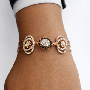 18ct Gold Multi Layer Oval Crystal <b>Bracelet</b> for Women Luxury Statement <b>Adjustable</b> Chain Jewelry Wedding Party Gift - Product Image 2