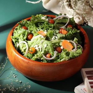 DESIGNS Saladier en bois extra large avec grande capacité |   Bol de service pour salade, adapté aux aliments |   (Finition naturelle) - Product Image 3