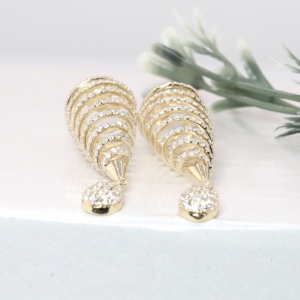 Pendientes Colgantes de Oro Amarillo de Lujo con Diseño de Espiral, Clásicos con Micro Pavé de Diamantes Cultivados en Laboratorio, Joyería Fina para Mujer, Anillo de Compromiso - Product Image 2
