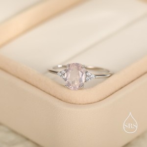 Vintage Rose <b>Quartz</b> Silver <b>Ring</b> with Natural Stone | Elegant Sparkling Design-Timeless Gift for Her for Weddings & Anniversaries - Product Image 3