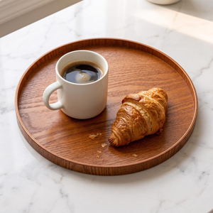Bandeja de Desayuno de Madera con Borde Elevado, Acabado con Vetas de Madera Natural, Bandeja para Servir Café, Té y Comida para el Hogar, Hotel o Restaurante - Product Image 1