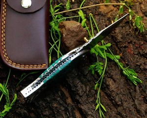 Damascus Steel Folding Pocket <b>Knife</b> <b>Fish</b> Shape Handle Handmade EDC Camping Hunting Utility Blade - Product Image 3
