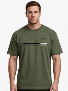Oneten Apparel Men's <b>Olive</b> <b>Green</b> Short Sleeve O-Neck <b>T</b>-<b>Shirt</b> Casual Letter Print Tee - Product Image 1