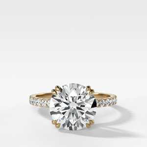 Anillo de compromiso de diamante cultivado en laboratorio de 2 quilates, corte redondo, engaste de doble punta, banda recta solitaria de 1.75mm, venta al por mayor, oro macizo de 14k y 18k - Product Image 1