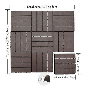 All-Weather Patio Composite Decking <b>Tiles</b> 12"x12" Interlocking Square Outdoor Flooring Four-Slat <b>Plastic</b> Patio <b>Tiles</b> for All - Product Image 6