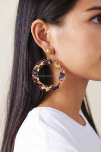 Antique Women <b>Earring</b> Unique Resin Epoxy Craft Ear Ring Design - Product Image 3