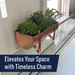 Jardinière élégante en cuivre pour fenêtre, intérieur/extérieur, pot de fleurs de jardin, cuivre massif, résistant à l'eau, écologique - Product Image 3