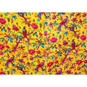 Couvre-lit Kantha indien fait main, 100% coton, imprimé à la main, motif floral, poids du tissu 220g, origine Rajasthan - Product Image 2