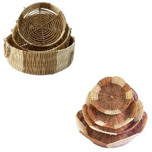 HALF & HALF Tray Holder Tray Set Serving, Scalloped Rattan Tray Pantry Organizer <b>Home</b> <b>Essentials</b> - Product Image 2