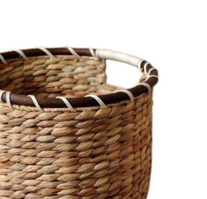 Handmade Woven Water Hyacinth <b>Basket</b> with Built in Handles Round Storage Bin Eco Friendly Laundry <b>Hamper</b> <b>for</b> Home Decor - Product Image 2