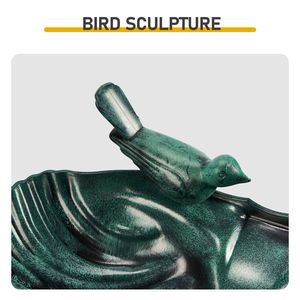 Vasca per Uccelli in Resina Verde Scuro 50*36*81cm con Fontana Solare 1.4W e Bordo a Conchiglia per il Birdwatching in Giardino - Product Image 2