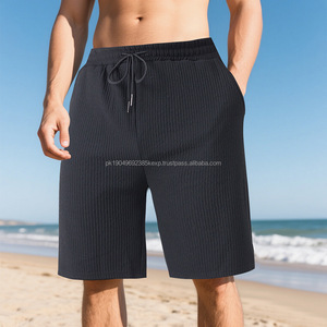 OEM logotipo personalizado bordado impreso diseño de los hombres de verano casual medio ocio deportes pantalones pesados de doble línea liso teñido sólido - Product Image 3
