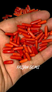 ปะการังแดงธรรมชาติอัญมณีทรงแคปซูลอัญมณีทรงหลวมทำด้วยมือสำหรับทำเครื่องประดับจี้ - Product Image 2