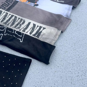 Custom Men's Knitted Oversized T-<b>Shirt</b> Custom <b>Patchwork</b> Graphic Streetwear Cartoon Print Mixed Panels Rhinestone Dot Sleeve - Product Image 5