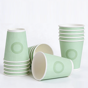 Gobelets à café chaud jetables en papier synthétique ondulé isolés pour la vente en gros - Product Image 2